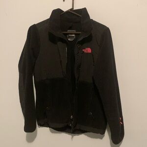 North Face Fleece Jacket S/P; Black w/ breast cancer awareness accents